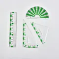 4-piece transparent 15cm geometric ruler set with green markings for students - Four-Piece Set / Green