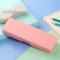 Simple pink macaron color pencil box for students made of durable PP plastic material - Pink