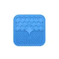 Alfombrilla de silicona azul para lamer mascotas con texturas de panal y puntos - Azul