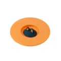 Orange silicone cup lid with blue cat ear handle for mug dustproof protection - Cat Ear Style / Vibrant Orange