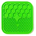 Alfombra de silicona verde brillante para mascotas con texturas hexagonales y puntos - Verde