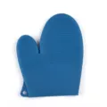 Blue heat resistant silicone oven mitt with non-slip ribbed texture for kitchen use - Single Piece / Blue