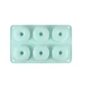 Molde de silicona para donas de 6 cavidades en color verde menta macarrón para hornear - 6 cavidades / Verde