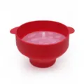 Collapsible silicone popcorn bowl with lid and handles, large red microwave popcorn maker for home. - Red