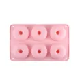 Molde de silicona rosa de 6 cavidades para donuts en color macarrón para repostería - 6 cavidades / Rosa