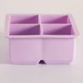Molde de silicona morado de 4 cavidades para hacer cubitos de hielo cuadrados grandes. - Sin Tapa / 4 Rejillas / Púrpura
