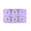 Molde de silicona morado de 6 cavidades para hornear donas caseras redondas - 6 cavidades / Púrpura