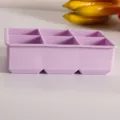 Bandeja grande de silicona morada para cubitos de hielo con seis compartimentos - Sin Tapa / Púrpura