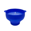 Blue collapsible silicone popcorn bowl with lid and handles, microwave popcorn maker tool - Blue