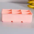 Bandeja grande de silicona rosa de 6 celdas para cubitos de hielo para congelador - Sin Tapa / Rosa