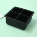 Durable square 4-grid black food-grade silicone ice cube tray mold for large ice - 4 Cavities Without Lid / Black