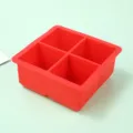 Durable red 4-cavity square silicone ice cube mold for making large cocktail ice cubes - 4 Cavities Without Lid / Red