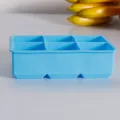 Bandeja de silicona azul claro de 6 cavidades para cubitos de hielo grandes caseros - Sin Tapa / Azul