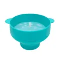 Collapsible Silicone Popcorn Maker Bowl with Handles and Lid for Microwave Kitchen - Lake Blue