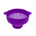 Foldable purple silicone popcorn maker bowl with lid and handles for microwave cooking - Purple