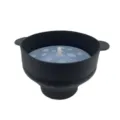 Large collapsible silicone popcorn bowl in black with lid and handles for easy kitchen use. - Black