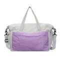 Bolso de viaje grande de nailon gris con bolsillo de rejilla morado para gimnasio y deporte - Púrpura