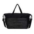 Bolso de viaje negro grande con un sofisticado patrón de rejilla blanca en el bolsillo - Negro