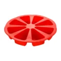 Red 8-cavity food grade silicone cake mold featuring triangular pizza slice design for baking - Red