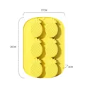 Yellow 6-cavity pineapple shaped silicone cake mold measuring 26x17x3cm for DIY baking - Pineapple Style / Yellow
