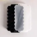 Bandeja de hielo profesional de silicona con 37 cavidades en panal y tapa blanca translúcida - Tapa Solo (Sin Bandeja) / Tapa de silicona / Negro