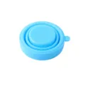High-quality portable blue silicone collapsible travel cup shown in its folded storage state - 170ml / Blue