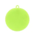 Light green round silicone dish brush featuring soft bristles and a convenient hanging loop - Green