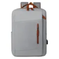 Minimalistische grijze laptoprugzak met stijlvolle bruine lederen accenten voor zaken - Geschikt Voor 15,6 Inch Laptop / Grijs