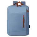 Minimalistische lichtblauwe zakelijke laptoptas met bruine lederen accenten en USB-poort - Geschikt Voor 15,6 Inch Laptop / Blauw