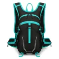 Lightweight black and cyan cycling backpack with breathable mesh straps for hiking. - Blue