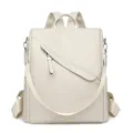 Sac à dos femme anti-vol blanc, grande capacité en cuir PU, sac de voyage et sac à main chic. - Blanc