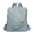 Sac à dos en cuir bleu clair pour femme, grand sac de voyage antivol et sac à dos casual élégant - Bleu