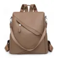 Sac à dos en cuir pour femme marron voyage décontracté anti-vol grande capacité - Noir