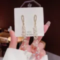 Elegant long tassel earrings with sparkling clear crystals and S925 silver needles - Long Bead String Tassel Style (E0209)