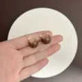 Elegant retro caramel glazed hoop earrings with a gold-plated buckle finish for women - Clasp Back / Dark Coffee (1E3036 Coffee)