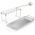 Detailed view of stainless steel folding chicken leg rack and roasting pan set - Stainless Steel Rack With Tray Set
