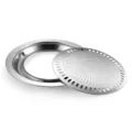 Juego de placas de parrilla de barbacoa coreana redonda de acero inoxidable plateado - Engrosado / 30cm / Plateado
