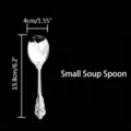 Vintage silver-plated court style soup spoon with ornate handle engraving 15.8cm length - Silver-Plated Small Soup Spoon / Silver