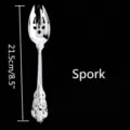Vintage royal style silver-plated stainless steel spork for elegant dining - Spoon And Fork / Silver
