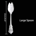 Elegant vintage silver-plated royal court style large soup spoon with ornate handle - Large Spoon / Silver