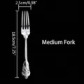 Vintage silver-plated ornate medium dinner fork with size measurements, 18.5cm length. - Medium Fork / Silver