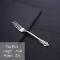 Ornate vintage silver-plated stainless steel tea fork featuring elegant palace style handle - Stainless Steel Tea Fork / Silver