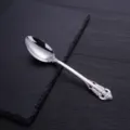Vintage European style silver-plated stainless steel teaspoon with royal embossed handle - Small Spoon / Silver