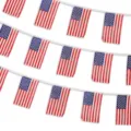 Amerikanische Flaggen-Wimpelkette für Party-Dekorationen zum Unabhängigkeitstag - 14*21cm 30 Stück 10m