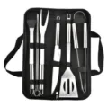 Professionelles Grillbesteck-Set aus Edelstahl in einer tragbaren schwarzen Tragetasche - 9er-Set