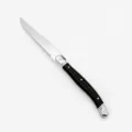 High-quality Laguiole style steak knife with black resin handle and serrated blade - Black
