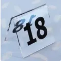 Clear acrylic V-shaped table number stand with bold black double-sided printing - Black Number Plate / Clear (Black Text)