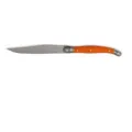 Laguiole style stainless steel steak knife featuring a vibrant orange handle and serrated blade - 1 Piece / Orange