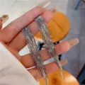 Elegant silver long tassel drop earrings with a shimmering multi-chain design for women - Shiny Silver Multi-Chain Drop Tassel (E3040)