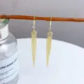 Elegant 14K gold plated long tassel drop earrings with sparkling cubic zirconia stones - Single Zircon Fine Chain Tassel Style (E3331 Gold Zirconia)